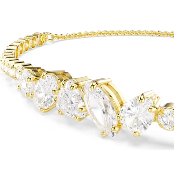 Mesmera: White Mixed Cuts Crystal Gold Bracelet