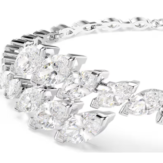 Mesmera: White Marquise Cuts Crystal Silver Bracelet