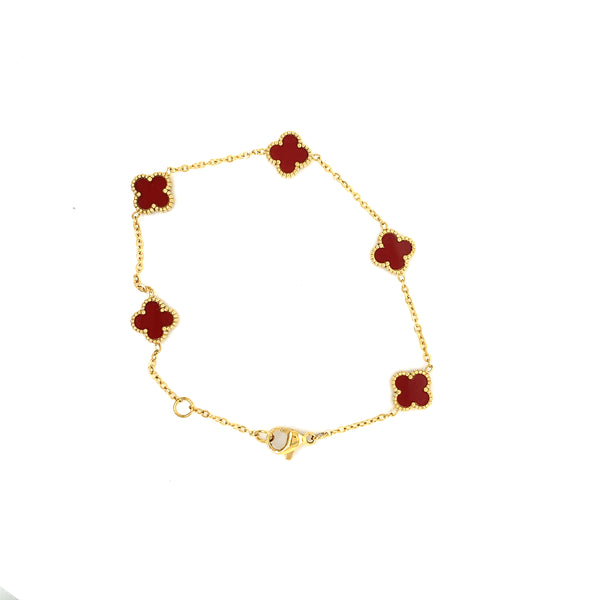 Clover Bracelet - YGP Solid Red