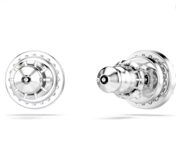 Una Angelic: Pave White Round Cut Silver Necklace & Earring