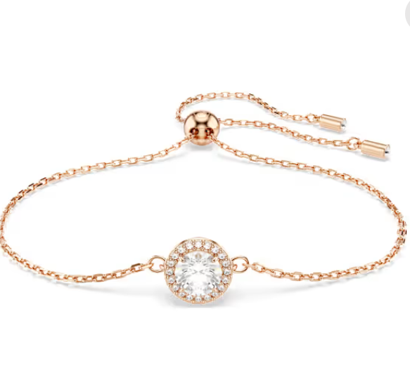 Una Angelic: Pave White Round Cuts Rosegold Necklace/Bracelet/Earring