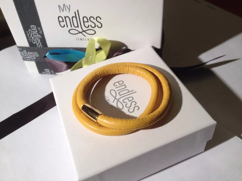 Endless Mustard Yellow Leather Double Wrapped Bracelet (Final Sale)