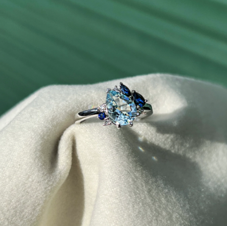 Michelle Sapphire Aquamarine WhiteGold Ring
