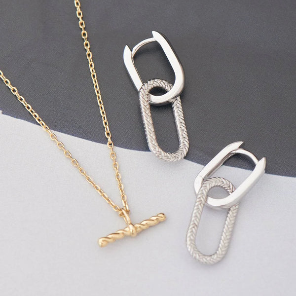 Ropes and Dreams - Rope Oval Silver Drop Earrings