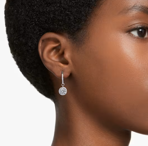 Una Angelic: Pave White Round Cut Drop Earrings - 2 colours