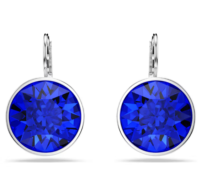 Bella Blue Round Silver Drop Earrings