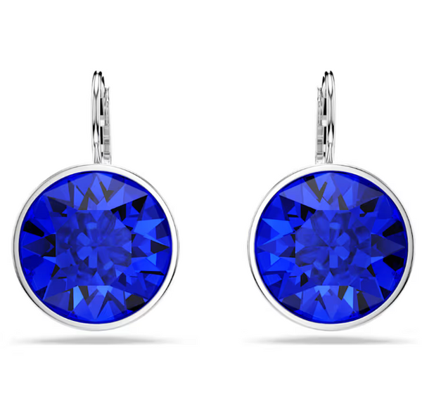Bella: Blue Round Silver Drop Earrings