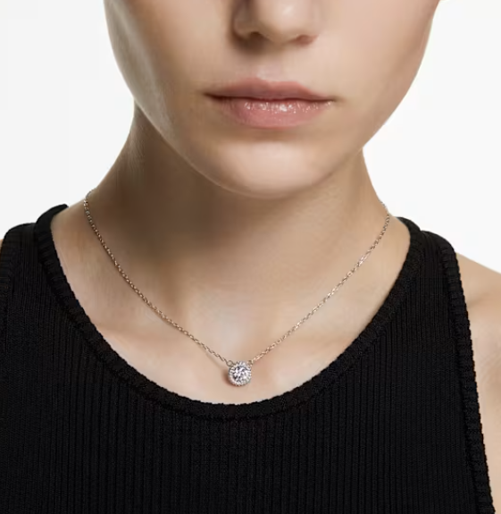 Una Angelic: Pave White Round Cut Silver Necklace & Earring