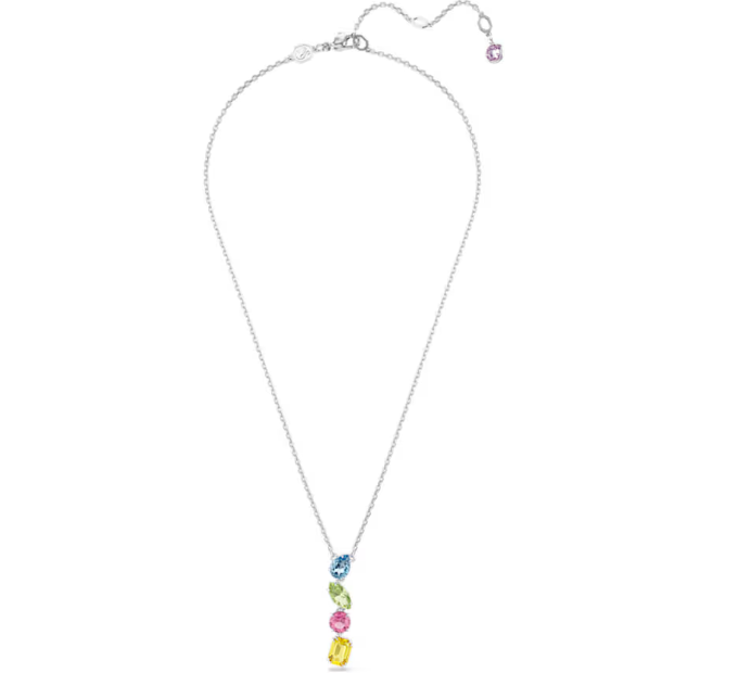 Gema Mixed cuts Multicoloured Silver Y Necklace