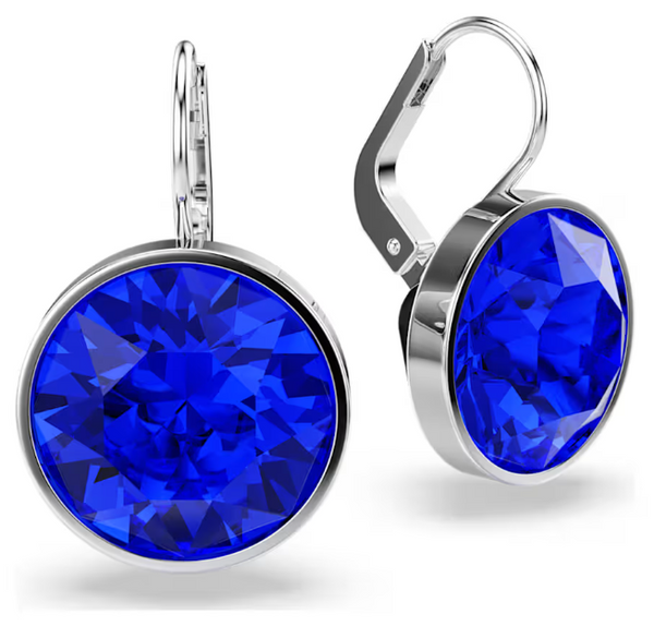 Bella: Blue Round Silver Drop Earrings