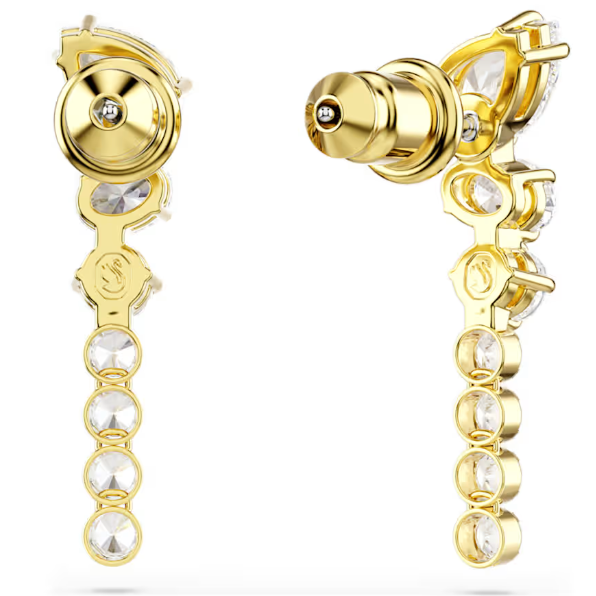 Mesmera: White Mixed Cuts Crystal Gold Drop Earrings