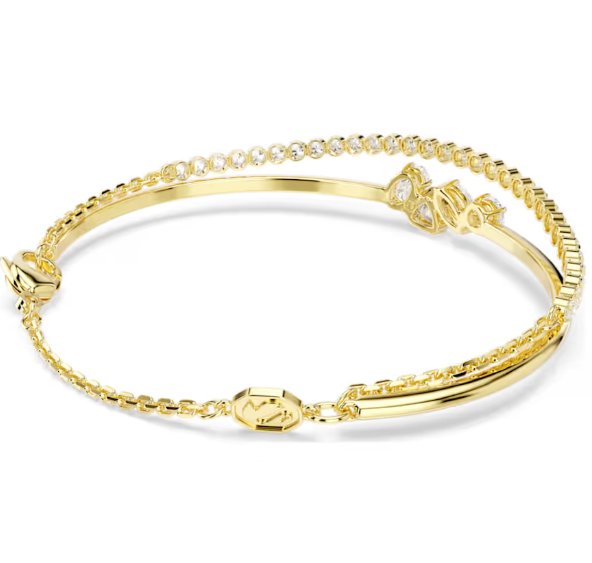 Mesmera: White Mixed Cuts Crystal Double Gold Bracelet