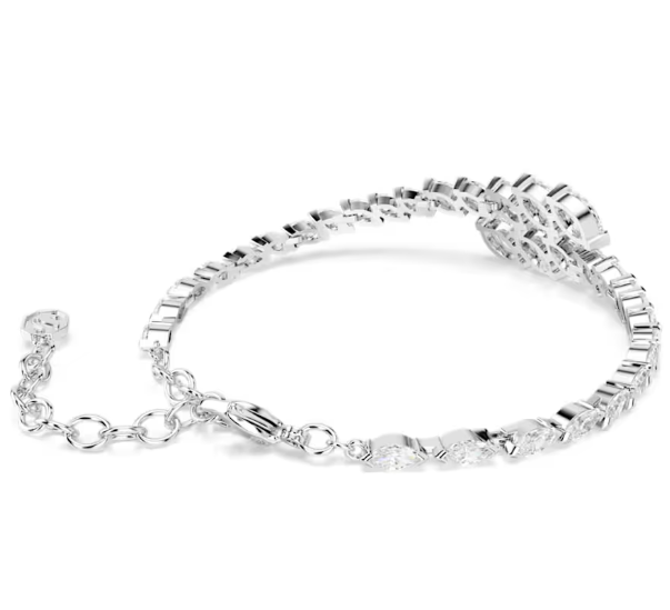 Mesmera: White Marquise Cuts Crystal Silver Bracelet