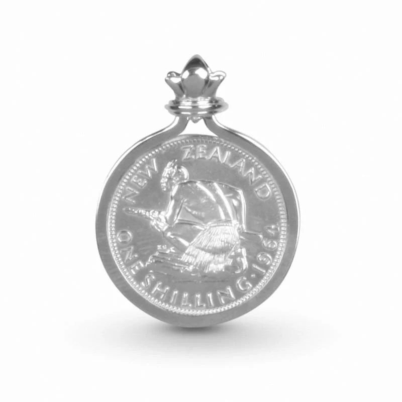 New Zealand Shilling 1934 Silver Coin Pendant