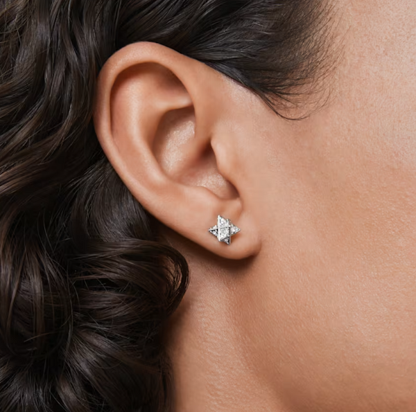 Dextera Star with Crystals Silver Stud Earrings