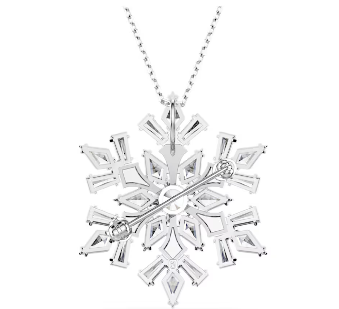 Idyllia Snowflake with Cystals Silver Pendant or Brooch