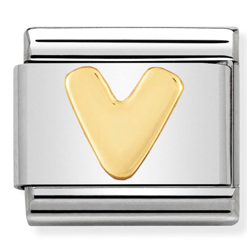 Nomination Letter V yellow gold Charm