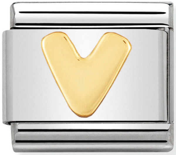 Nomination Letter V yellow gold Charm