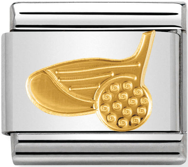 Nomination Golf Ball and Club Gold Charm