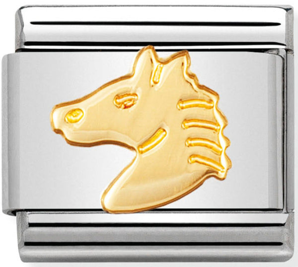 Nomination Horse's Head Gold Charm 