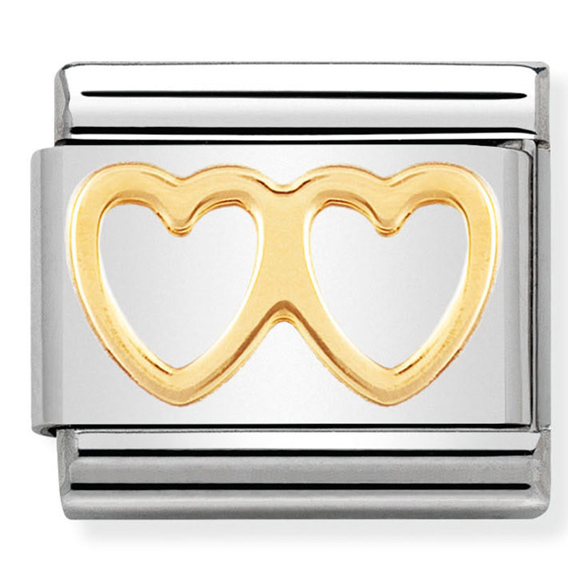 Nomination Double Heart Gold Charm 