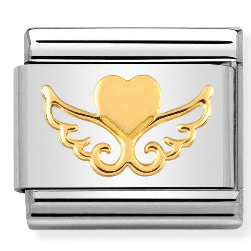 Nomination Heart with Wings Gold Charm