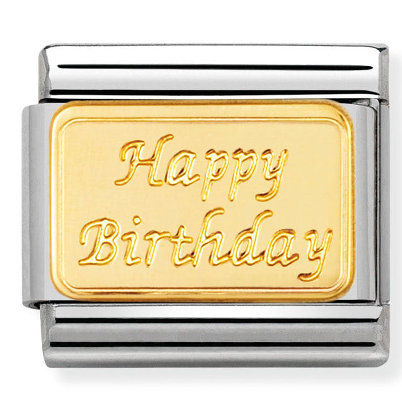 Nomination Happy Birthday Engraved Gold Charm 