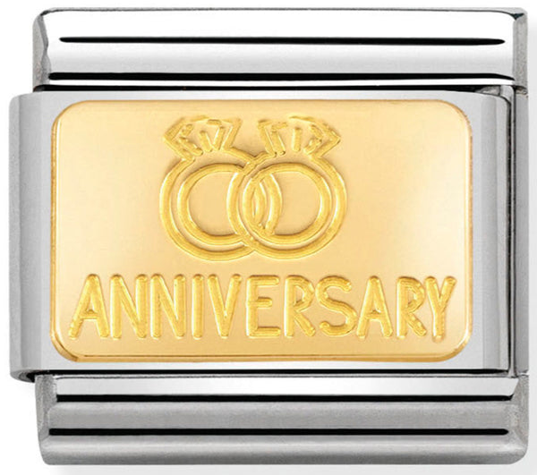 Engraved Signs - Anniversary with Rings Gold Charm