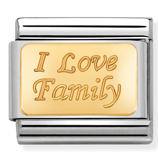 Engraved Signs - I Love Family Gold Charm