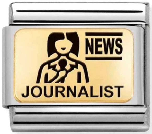 Occupation - Journalist with Black Enamel Gold Charm