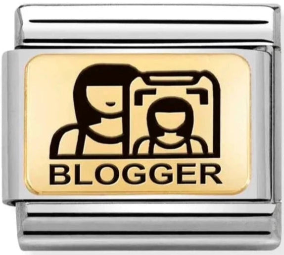 Occupation - Blogger with Black Enamel Gold Charm