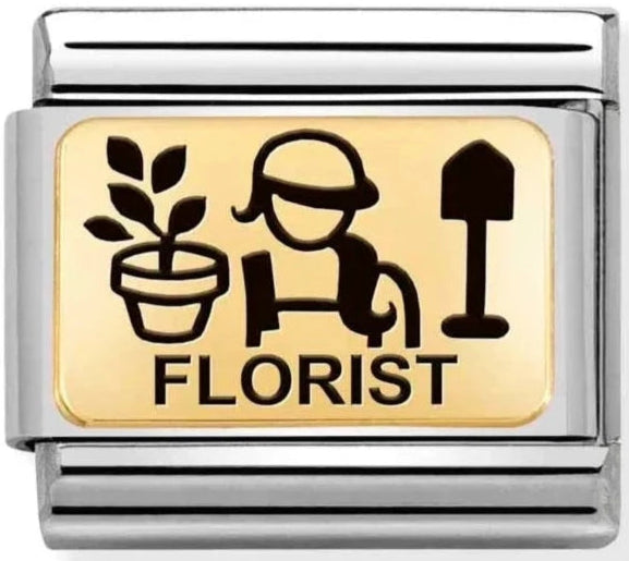 Occupation - Florist with Black Enamel Gold Charm