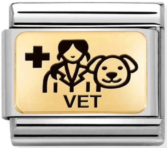 Occupation - Vet with Black Enamel Gold Charm