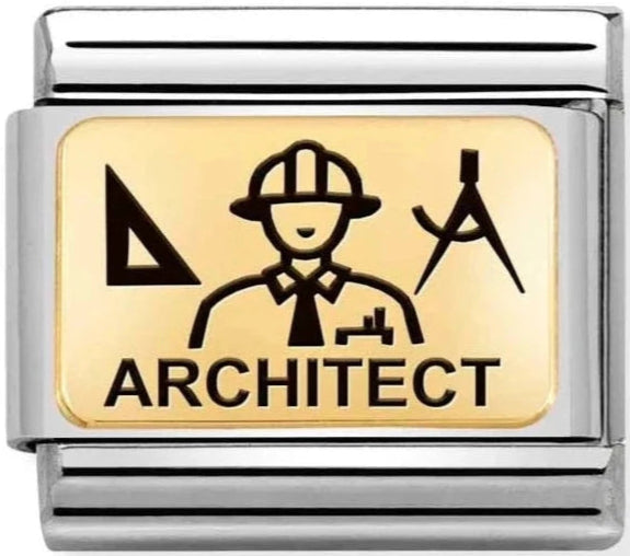 Occupation - Architect with Black Enamel Gold Charm