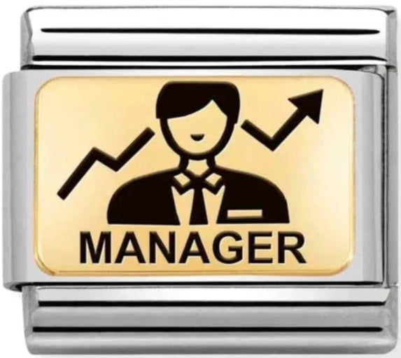 Occupation - Manager (Him) with Black Enamel Gold Charm