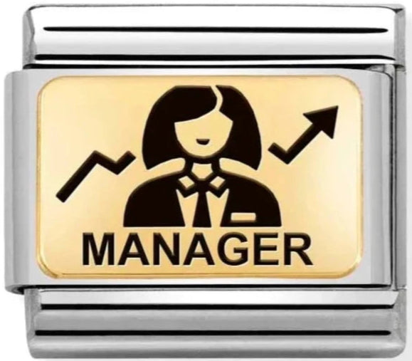 Occupation - Manager (Her) with Black Enamel Gold Charm