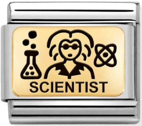 Occupation - Scientist with Black Enamel Gold Charm