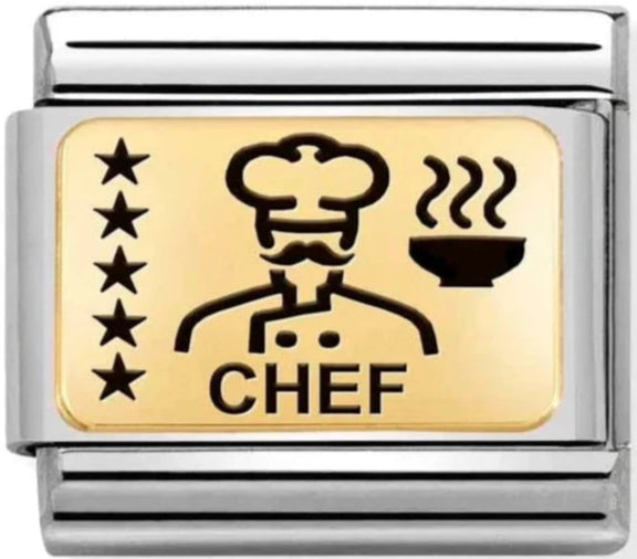 Occupation - Chef with Black Enamel Gold Charm