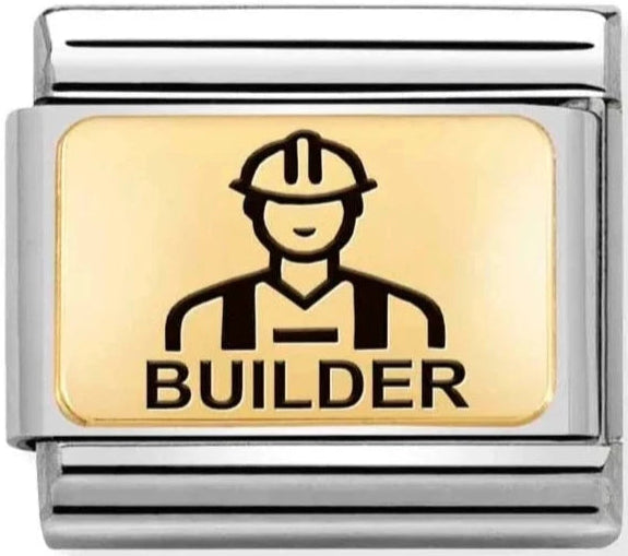 Occupation - Builder with Black Enamel Gold Charm