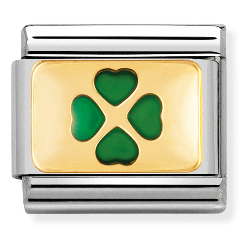 Nomination Green Four Leaf Clover Gold Charm 