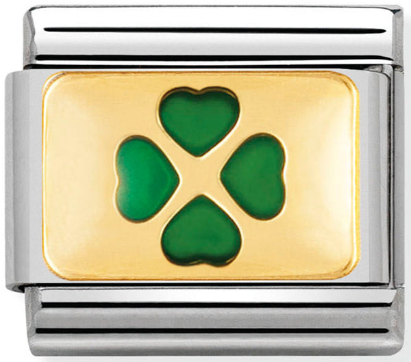 Nomination Green Four Leaf Clover Gold Charm 