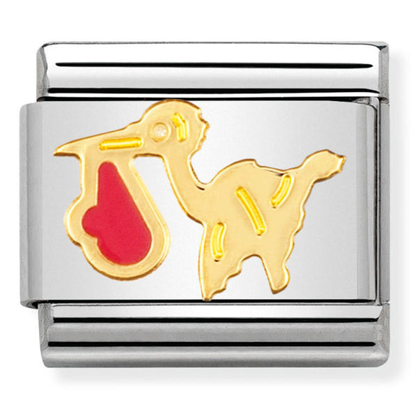 Baby - Pink Stork Gold Charm