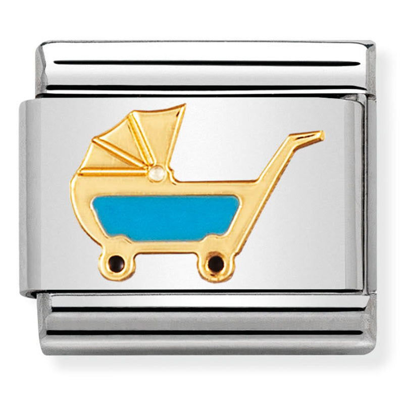 Nomination Blue Baby Carriage Gold Charm 