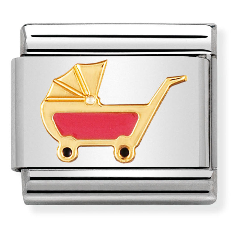 Nomination Pink Baby Carriage Gold Charm 