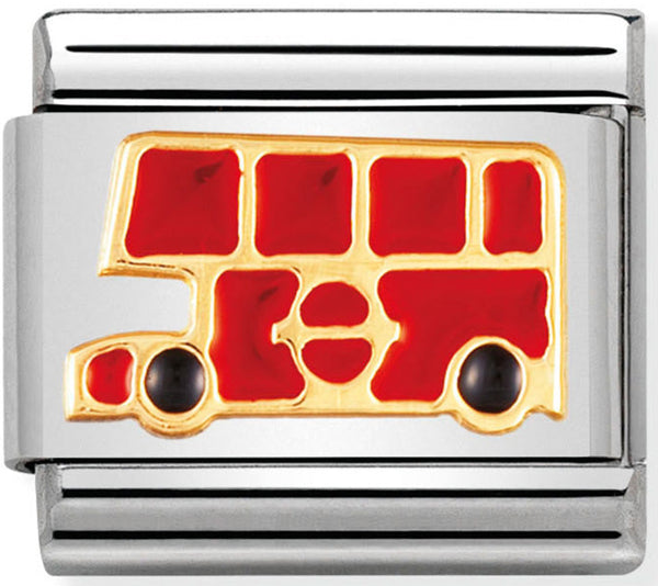 Nomination London Bus Double Decker Red Enamel Gold Charm 
