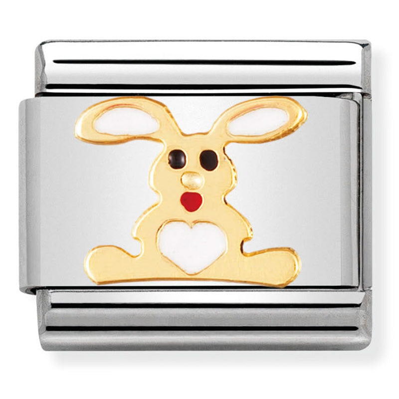 Nomination Rabbit White Enamel Gold Charm 