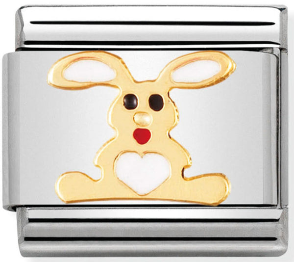 Nomination Rabbit White Enamel Gold Charm 