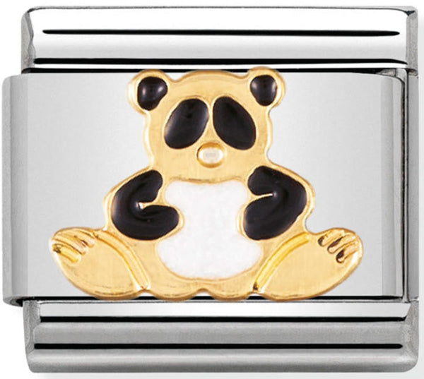 Nomination Panda White and Black Enamel Gold Charm 