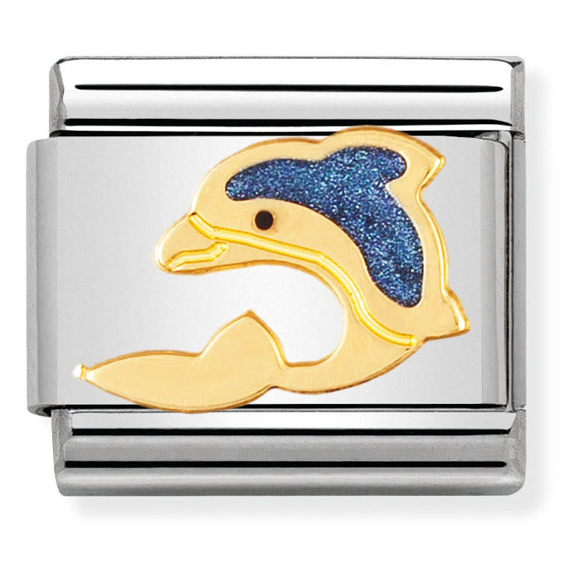 Nomination Dolphin Blue Enamel Gold Charm 
