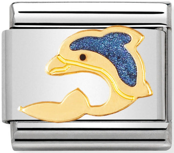 Nomination Dolphin Blue Enamel Gold Charm 
